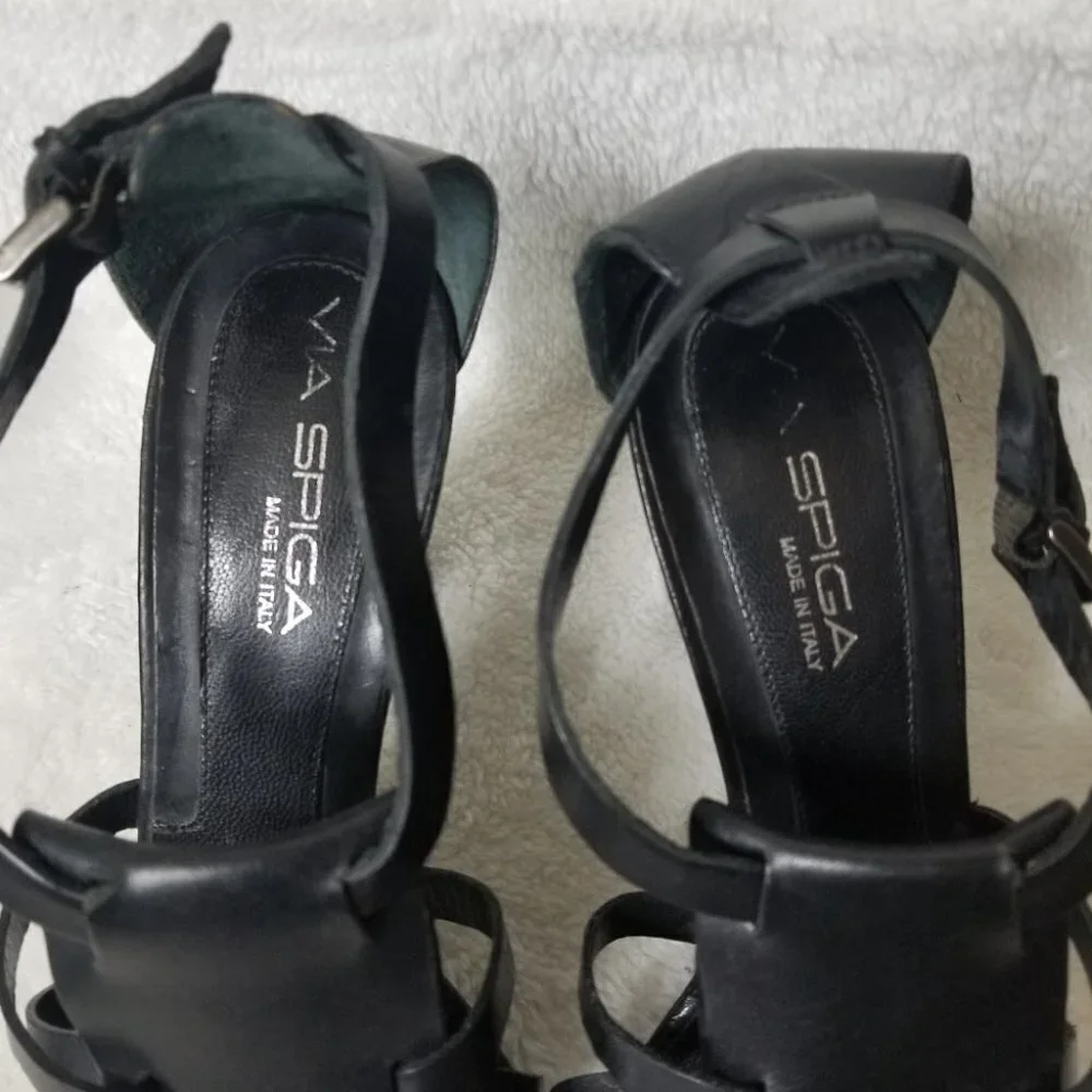 Via Spiga leather square toe ankle sandal